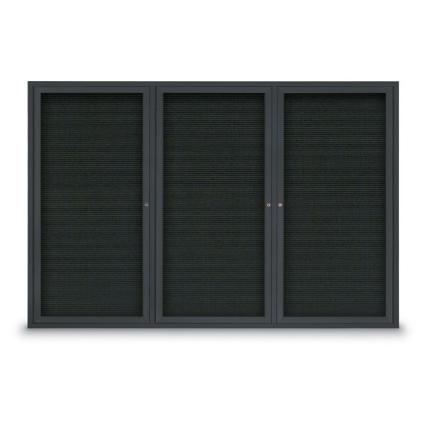 30"x36" 1-Door Enclosed Outdoor Letterboard, Black Felt/Black Alum